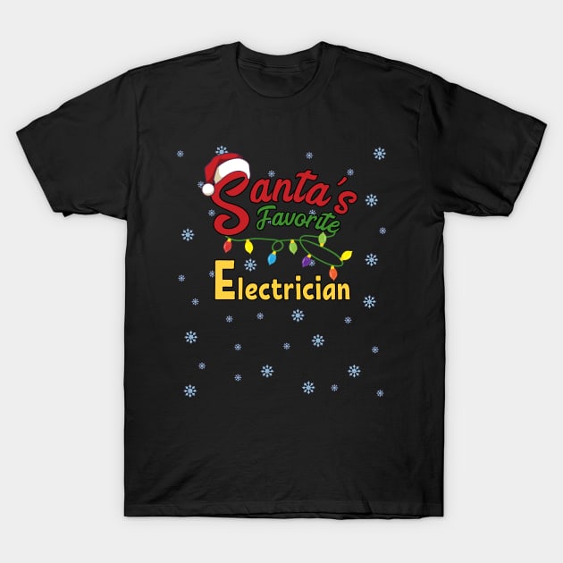 Santa's Favorite Electrician Journeyman Gift Idea T-Shirt by MGO Design